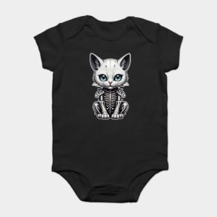 White Skeleton Cat 2 Baby Bodysuit